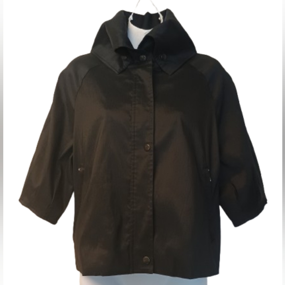 Samuel Dong Black Women's Jacket 3/4 Sleeves Double Closure Zip & Snap Size : XL